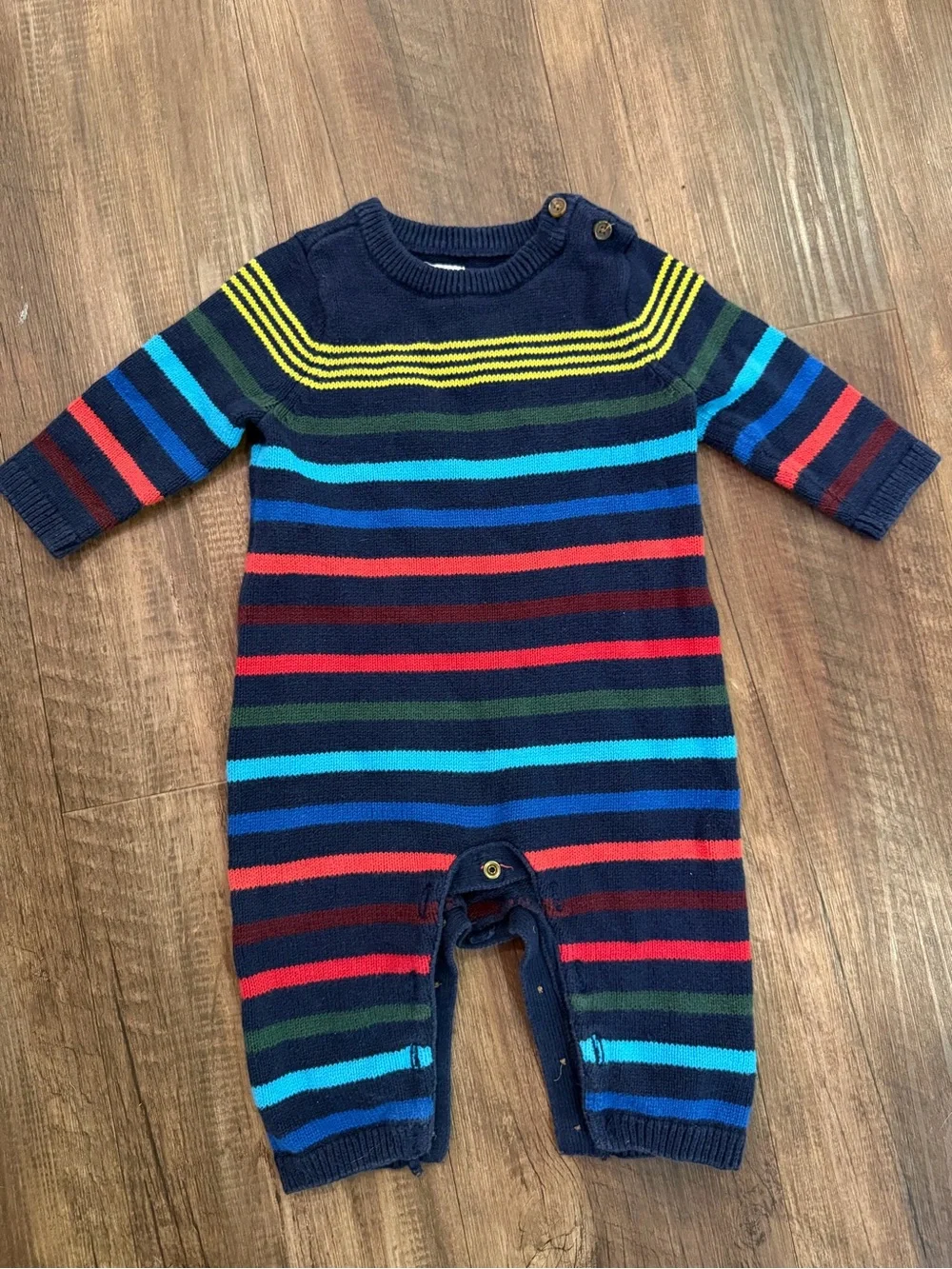 GAP Navy Striped Knit One-Piece with Multicolor Stripes